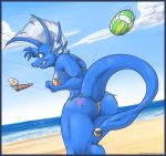 ass beach bikini blue_skin butt dragon female furry ice_cream javanshir lakebound looking_back ocean original reptile scalie seaside side-tie_bikini skimpy volleyball