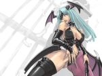  1024x768 1girl adorable ark ark_(morita_hitomi) bat_wings big_breasts bondage breasts capcom cleavage cute darkstalkers demon_girl demon_wings elbow_gloves eyepatch feathers gloves green_hair head_wings headwings innocent leather lips long_hair morrigan_aensland navel solo spread_legs succubus thighhighs turquoise_hair vampire_(game) wallpaper whip wings 