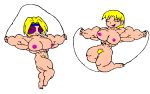 abs artist_request blonde_hair breasts happy jade_(muscle_girl) jump_rope lily_(muscle_girl) navel nipples nude original pubic_hair pussy smile