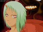 1280x960 angry bangs close-up dark_skin eyeshadow face fuu_(naruto) green_hair hair_ornament hairclip lips looking_at_viewer makeup naruto naruto_shippuden naruto_shippuuden orange_eyes short_hair stiky_finkaz wallpaper