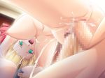 1girl abukuma ail_soft akehime_saki all_fours anus ass blonde_hair breast_sucking breasts breasts_apart censored cum cum_in_pussy cum_inside double_penetration double_vaginal female from_below game_cg green_eyes hanging_breasts happy_sex insertion kyouhaku_2 large_breasts mosaic_censoring multiple_insertions object_insertion open_mouth penis ribahara_aki sex solo_focus spread_legs sweat vaginal