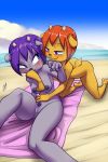  beach breasts caprine earring female furry lamb lammy_lamb nipple nude orange_hair piercing pubic_hair purple_eyes purple_hair pussy ram rammy seaside sheep short_hair thefuckingdevil yuri 