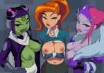 1girl 2022 2022s 3_girls absurd_res alien alien_girl amphibian amphibian_female areola attea ben_10 ben_10:_omniverse big_breasts breast_size_difference breasts breasts_out cartoon_network clothed clothing coolerinker digital_media_(artwork) ester ester_(ben_10) eyelashes eyewear female_focus female_only fur_trim glasses gloves goggles green_body green_eyes green_skin gwen_tennyson gwen_tennyson_(omniverse) hair handwear high_res huge_breasts human human_female incursean inker_comics inkershike kraaho multiple_girls nipples older older_female pink_hair princess_attea purple_eyes red_eyes red_hair redhead simple_background tongue tongue_out wide_hips young_adult young_adult_female young_adult_woman