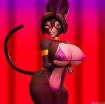 3d big_breasts bikini brown_fur cameltoe carbiid3 curtain el_arca female_focus furry furry_female green_eyes huge_breasts looking_at_viewer micro_bikini nipples_visible_through_clothing panthy seductive seductive_look tail wide_hips yiff