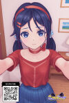 1girl 1girl 1girl ai_generated bangs black_hair blue_eyes blue_hair blue_scrunchie blue_skirt blush bow choker closed_mouth clothing hair_ornament hair_scrunchie hairband hairclip indoors lamp littlehentai long_hair looking_at_viewer low_twintails miside mita pleated_skirt red_bow red_choker red_hairband red_shirt savitar savitar_(artist) scrunchie shirt short_sleeves skirt tied_hair twin_tails wooden_floor