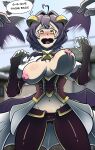 1girl 1girl 2d 2d_(artwork) 2d_artwork big_breasts black_hair bouncing_breasts breasts embarrassed embarrassed_nude_female enf exposed_breasts exposure female_focus hiiragi_utena humiliation magia_baiser mahou_shoujo_ni_akogarete motion_blur motion_lines nipple nipples nude pasties pasties_peeling_off solo_focus tears text villainess wings yellow_eyes zeliel zelieldraws