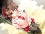 1girl blue_eyes brown_hair game_cg glasses hat hentai no_bra pantyhose purupuru_shirts! school_girl see-through solo stockings thighhighs transparent_clothing wet wet_clothes yuisaka_natsuki yukirin