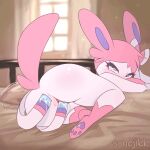 1girl big_butt female furry gif ssnejikk sylveon