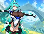 1girl ai_generated curvy curvy_female green_eyes green_hair long_hair pneuma_(xenoblade) xenoblade_(series) xenoblade_chronicles_2