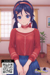 1girl 1girl 1girl ai_generated bangs black_hair blue_eyes blue_hair blue_skirt blush bow breasts choker closed_mouth clothing curtains flower_pot hair_ornament hair_scrunchie hairband hairclip indoors littlehentai long_hair long_sleeves looking_at_viewer low_twintails miside mita own_hands_together plant pleated_skirt potted_plant red_bow red_choker red_hairband red_shirt savitar savitar_(artist) scrunchie shirt skirt standing tied_hair twin_tails window wooden_floor