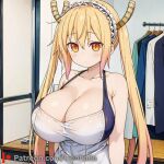 1girl big_breasts breasts cute dress hair henhalla kobayashi-san_chi_no_maidragon open_eyes short_hair shy thoru tohru_(dragon_maid) very_shy young younger_female