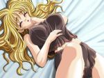  blonde blonde_hair hoshi_no_piasu huge_breasts kinmedai_pink lingerie sleeping 