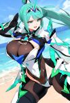 1girl ai_generated curvy curvy_female green_eyes green_hair long_hair pneuma_(xenoblade) xenoblade_(series) xenoblade_chronicles_2