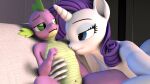 1boy 1girl 3d 3d_(artwork) age_difference cub daemont92 dragon female friendship_is_magic hasbro horse kissing male my_little_pony nipple_play older_woman pony rarity rarity_(mlp) source_filmmaker spike spike_(mlp) suckling unicorn young_boy