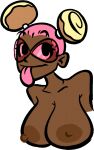 1girl big_breasts breasts brown_skin buns bust cinnabay_(scratchin_melodii) glasses pink_eyes pink_hair scratchin_melodii sirwillydingdong tongue_out transparent_background