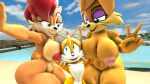 1boy 1girl 3d 3d_(artwork) anthro archie_comics beach big_breasts breasts bunnie_rabbot bunny canine chipmunk cub daemont92 female fox male male/female/female miles_"tails"_prower nipples nudity older_woman rabbit sally_acorn sega selfpic sonic_(series) sonic_the_hedgehog_(archie) sonic_the_hedgehog_(comics) sonic_the_hedgehog_(series) source_filmmaker squirrel thick_thighs voluptuous wide_hips young young_boy