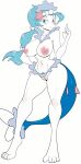 1girl big_ass big_breasts blue_hair cute long_hair posing primarina seductive sexy skidd star tail white_skin