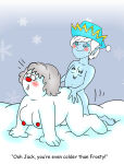 2009 blue_skin breasts chest_tuft christmas crystal crystal_(frosty) frosty_the_snowman grey_hair jack_frost jack_frost_(rankin-bass) navel nipples obese_female rankin-bass red_nose sex snow_woman tagme vaginal_penetration white_hair winter