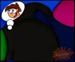 1boy 1girl ass big_ass big_penis black_jeans blue_background blue_jeans buttjob cum_in_underwear dry_humping edited edited_screencap erection_under_clothes green_shirt hd logo nickelodeon older_female older_woman_and_younger_boy pink_shirt smaller_male speech_bubble the_fairly_oddparents timmy_turner vicky_(fairly_odd_parents)