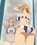 1girl 2022 ass big_ass big_breasts big_butt bikini breasts butt butt_focus cropped_legs female_focus female_only huge_breasts iwao178 light-skinned light-skinned_female light_skin mirror nami nami_(one_piece) one_piece one_piece_film_strong_world orange_hair pawg pre-timeskip pre_timeskip reflection short_hair shounen_jump solo standing striped_bikini thick_thighs thighs vertical-striped_bikini vertical_stripes