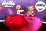 2_girls blonde_hair butt_expansion christmas crossover dat_ass dumptruck_ass earrings gigantic_ass mario_(series) nintendo pointy_ears princess_peach princess_zelda red_dress santa_hat schnauzercito the_legend_of_zelda