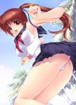  1girl alluring brown_hair dead_or_alive dead_or_alive_2 dead_or_alive_3 dead_or_alive_4 dead_or_alive_xtreme dead_or_alive_xtreme_2 dead_or_alive_xtreme_3_fortune hair_ribbon hair_ribbons hentai iizuki_tasuku kasumi kasumi_(doa) panties red_eyes ribbon ribbons school_uniform serafuku solo tecmo underwear white_panties 