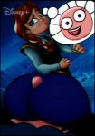 anna_(frozen) big_ass big_hips big_penis black_legwear blue_background blue_clothing blue_dress blue_skirt buttjob cara_confused confused.com covered_buttjob crossover disney disney+ disney_princess dry_humping edit edited frozen_(film) futanari hd hips speech_bubble through_clothes weird_crossover