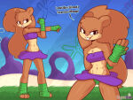 1girl 4:3 anthro bottomwear clothed clothing dialogue english_text female flower flower_cloud_(spongebob) grass mammal miniskirt muscular muscular_anthro muscular_female nickelodeon partially_clothed plant rodent sandy's_treedome sandy_cheeks sciurid skirt soft_abs solo spongebob_squarepants text topwear tree_squirrel tube_top whygena