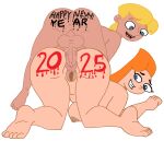 1boy 1boy1girl 1girl 2025 ass balls barefoot bodypaint breasts candace_flynn cndhpr disney disney_channel duckymomoisme edit feet happy_new_year jeremy_johnson laying_down looking_at_viewer open_mouth orange_hair penis penis_in_pussy phineas_and_ferb sexy sexy_body sideboob smile teeth testicle white_background yellow_hair