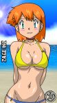 1_girl 1girl alluring beach bikini deviantart deviantart_username female female_human female_only human kageta kasumi_(pokemon) looking_at_viewer misty misty_(pokemon) orange_hair outdoor outside pokemon solo zage_inc