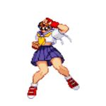 animated animated_gif boxing_gloves brown_hair capcom footwear futanari gif headband kasugano_sakura lowres miniskirt muscle penis pose school_uniform serafuku shoes short_skirt skirt sneakers socks solo street_fighter streetfighter upskirt wind