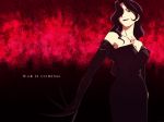 1600x1200 1girl bare_shoulders black_dress black_gloves black_hair breasts cleavage dress fullmetal_alchemist gloves hair_over_one_eye highres homunculus lipstick long_hair lust lust_(fullmetal_alchemist) makeup ouroboros purple_lipstick red red_eyes sleeveless sleeveless_dress slit_pupils smile solo strapless strapless_dress tattoo wallpaper wavy_hair