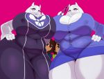  2_girls 2d 2d_(artwork) 2girls anthro anthro_focus big_breasts breasts caprine chubby cleavage delta_rune_(emblem) deltarune digital_media_(artwork) duo_focus frisk frisk_(undertale) furry goat huge_breasts human kris_(deltarune) magenta_background milf simple_background sssonic2 thick_thighs thighs toriel undertale undertale_(series) video_game_character video_games voluptuous 