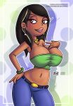 1_female 1_girl 1_human 1female 1girl big_breasts black_hair bracelet breasts brown_eyes cleavage dark-skinned_female dark_skin earring female female_focus female_only female_solo human human_only innocenttazlet lipstick long_hair necklace roberta_tubbs shiny shiny_skin smile solo solo_female solo_focus the_cleveland_show