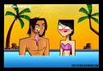  alejandro_burromuerto_(tdi) asian asian_female bikini black_hair blush bottomless brown_hair cartoon_network cid-vicious dark_skin earring embarrassing green_eyes heather_(tdi) latino lipstick ponytail pool prank short_hair smile soul_patch surprise total_drama_island 