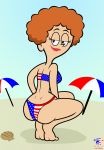 4th_of_july afro american_flag_bikini ass ass_crack beach bigtyme bikini butt disney earring honey_buttowski kick_buttowski:_suburban_daredevil lipstick looking_back milf orange_hair print_bikini solo