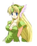  1girl ?????? animated animated_gif blonde_hair blue_eyes blush bounce bouncing_breasts breasts cleavage embarrassing gif head_wings headwings helmet liese lowres nipples no_bra riesz seiken_densetsu seiken_densetsu_3 smile solo surprise surprised sweatdrop undressing wardrobe_malfunction white_background winged_helmet 