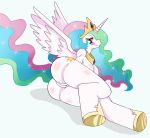 alicorn anus ass butt equine female friendship_is_magic green_background hasbro horse looking_at_viewer my_little_pony pegacorn pony princess_celestia princess_celestia_(mlp) pussy smile solo sssonic2 wings