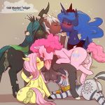  1:1 1girl 2020 animal_genitalia animal_pussy anus arthropod ass blush bodily_fluids changeling closed_eyes cold-blooded-twilight cutie_mark digital_media_(artwork) dock drooling earth_pony english_text equid equine equine_pussy eyelashes fan_character fellatio female feral fluttershy fluttershy_(mlp) friendship_is_magic genitals green_eyes green_tongue group group_sex half-closed_eyes hasbro high_res horn horse licking licking_penis male male/female mammal my_little_pony narrowed_eyes oral pegasus penile penis penis_lick pink_tail pinkie_pie pinkie_pie_(mlp) pony princess_luna princess_luna_(mlp) puffy_anus pussy queen_chrysalis queen_chrysalis_(mlp) saliva sex simple_background text tongue tongue_out winged_unicorn wings zebra zecora_(mlp) 