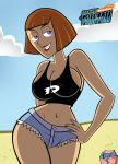 beach big_breasts breasts brown_hair danny_phantom grimphantom madeline_fenton milf short_hair short_shorts shorts