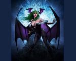 1280x1024 darkstalkers garang76_(artist) green_hair morrigan_aensland wallpaper