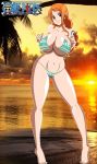 1girl big_breasts bikini breasts female_only grimphantom nami nami_(one_piece) one_piece orange_eyes orange_hair solo solo_female