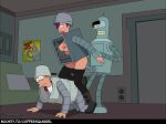  1boy 1girl animated bender_bending_rodriguez breasts coffeesquirrel female futurama male nude philip_j._fry prostitute sex standing_sex turanga_leela vaginal_penetration webm 