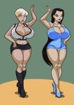  2_girls 2girls art-2u asian_female batman_(series) batman_beyond big_breasts black_hair blonde_hair blue_eyes breasts chelsea_cunningham cleavage curvaceous dana_tan dc_comics dcau female female_only huge_breasts long_hair massive_breasts short_hair very_long_hair 