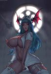 1girl absurd_res aqua_hair areola big_breasts breasts capcom cutesexyrobutts darkstalkers female_only high_res long_hair looking_at_viewer morrigan_aensland nipples nurse