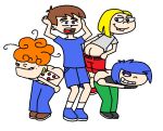 ass blonde_hair blue_eyes blue_hair brown_eyes brown_hair earring ed,_edd,_'n'_eddy freckles kanker_sisters lee_kanker long_hair looking_back marie_kanker may_kanker mooning no_panties orange_hair pants_down short_hair smile surprise