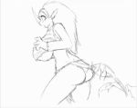  elly_zhi embarrassing furry hairband loincloth long_hair looking_back marauder6272 plant pointy_ears surprise venus_flytrap wardrobe_malfunction 