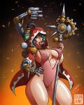  1girl adeptus_mechanicus big_breasts big_hips bodysuit brown_eyes durane59 female_only hood looking_at_viewer mechanical mechanical_arm mechanophilia prosthesis prosthetic_arm purple_hair red_lipstick short_hair swimsuit warhammer_(franchise) warhammer_40k 