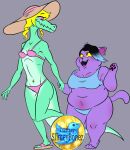 2_girls 2d 2d_(artwork) 4_fingers 4_toes alligator alligatorid anthro anthro_only artist_name belly big_breasts big_ears bikini bikini_bottom bikini_top black_hair blonde_hair blue_bikini blue_bikini_bottom blue_bikini_top blue_hair blue_skin blue_swimsuit bratty_(undertale) breast_size_difference breasts cat cat_ears cat_girl cat_tail catty_(undertale) chubby chubby_anthro chubby_female cleavage crocodile crocodilian digital_media_(artwork) domestic_cat duo ear_piercing earring earrings felid feline felis female_anthro female_only flip_flops fur furry green_body green_skin grey_background hair hat holding_hands looking_at_another mammal midriff navel non-mammal_breasts non-mammal_navel open_mouth pawpads paws piercing pink_background pink_bikini pink_bikini_bottom pink_bikini_top pink_sclera pink_swimsuit purple_body purple_fur reptile reptile_girl reptile_tail scalie short_hair simple_background slimeybonez slit_pupils source_request swimsuit swimwear tail teeth twitter_logo twitter_username undertale undertale_(series) video_game_character video_games walking yellow_sclera