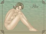  breasts green_eyes ilia nintendo nipples nude short_hair sitting smile the_legend_of_zelda twilight_princess 